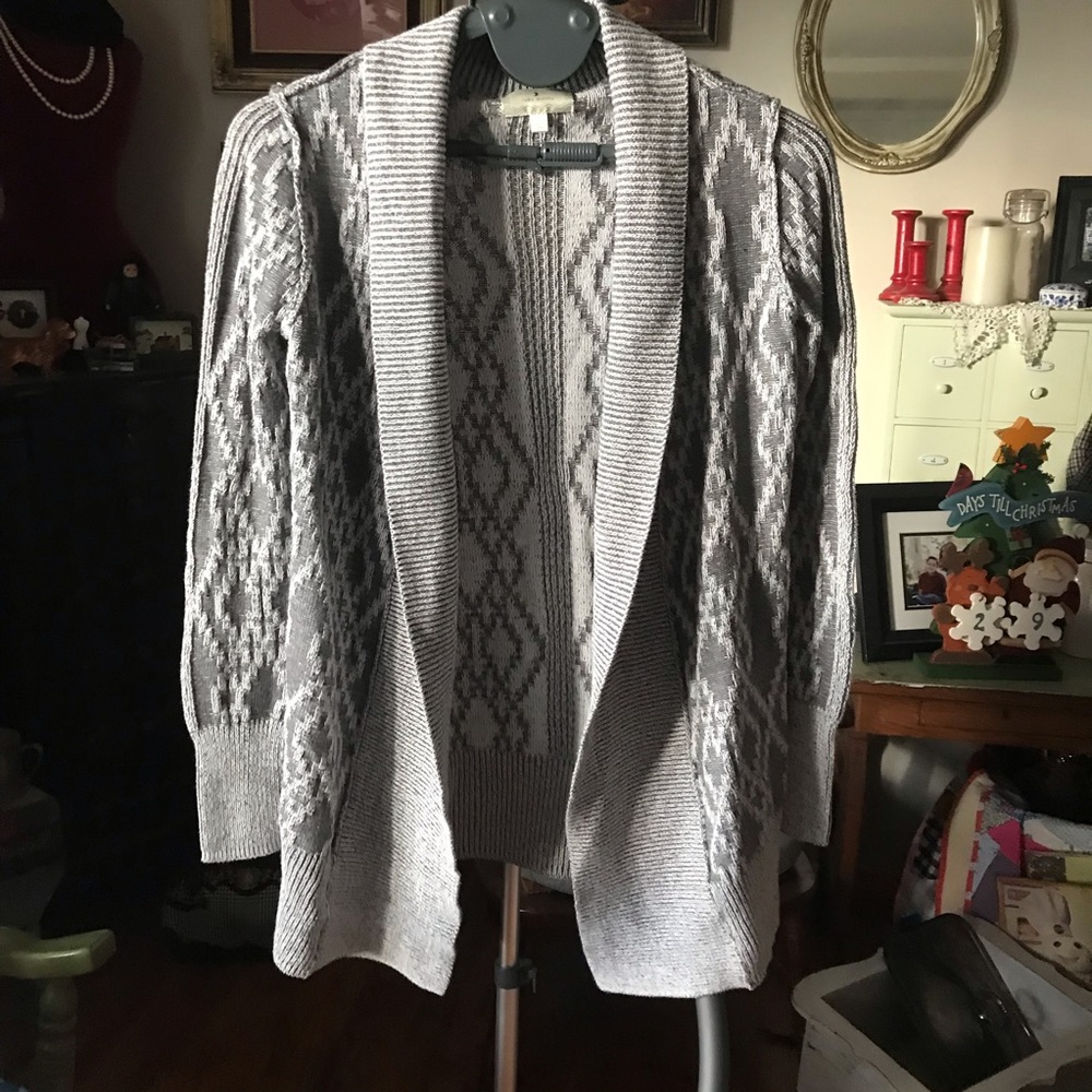Gray Ruby Moon Reversible Sweater Cardigan Sz L - image 1